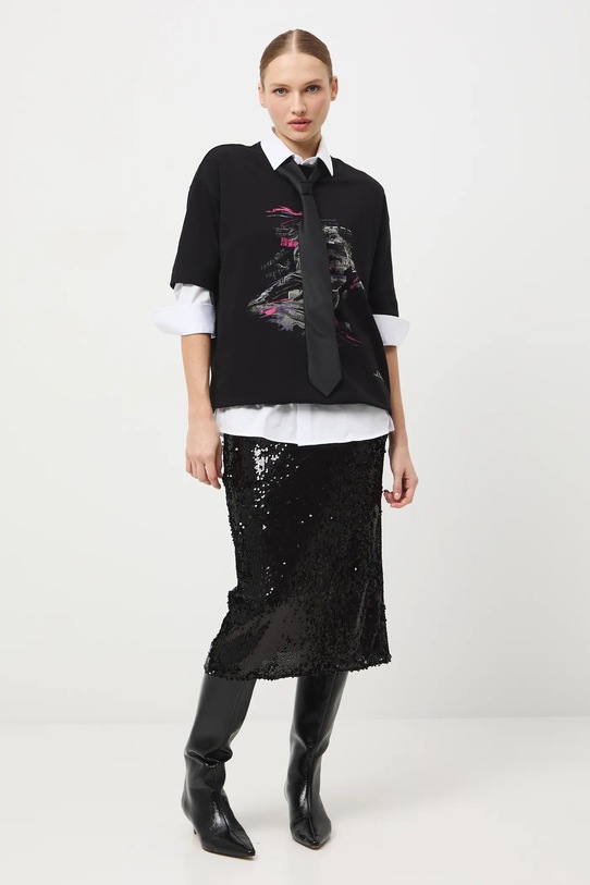T-shirt bawełniany damski z kolekcji Narodowy Instytut Fryderyka Chopina x Medicine RW25-TSD753 czarny RW25