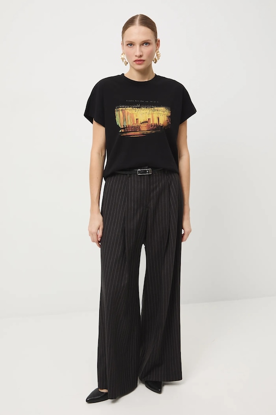 T-shirt bawełniany damski z kolekcji Narodowy Instytut Fryderyka Chopina x Medicine RW25-TSD756 czarny RW25