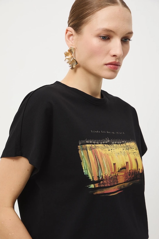 T-shirt bawełniany damski z kolekcji Narodowy Instytut Fryderyka Chopina x Medicine RW25-TSD756 czarny