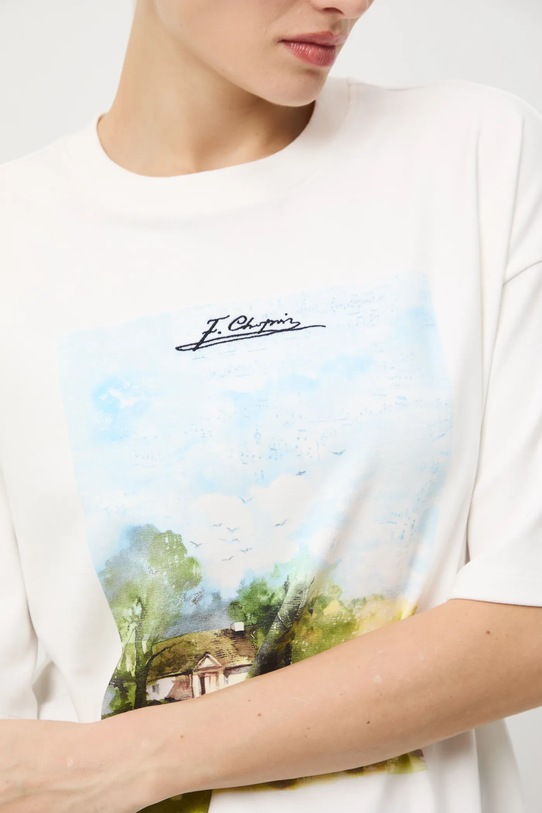 T-shirt bawełniany damski z kolekcji Narodowy Instytut Fryderyka Chopina x Medicine RW25-TSD757
