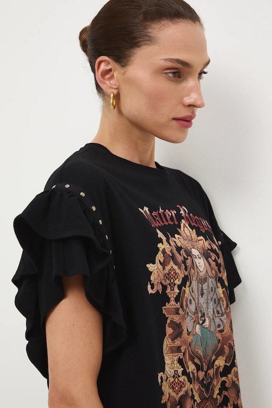 Bavlnené tričko dámske Kráľovská kolekcia čierna RW25-TSD851