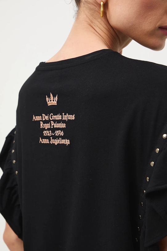 Bavlnené tričko dámske Kráľovská kolekcia RW25-TSD851 čierna