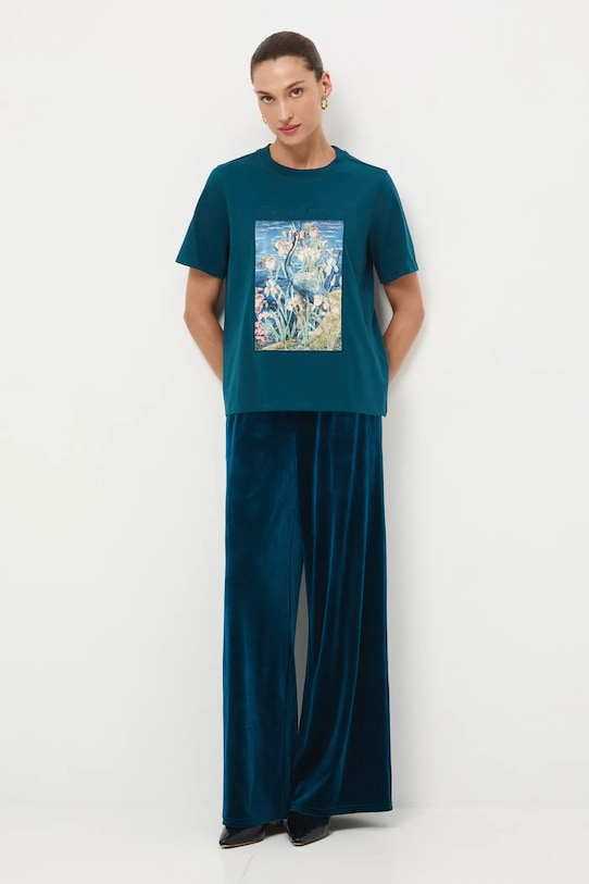 Bavlnené tričko dámske Kráľovská kolekcia okrúhly tyrkysová RW25-TSD852