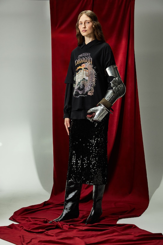 Bavlnené tričko dámske Kráľovská kolekcia RW25-TSD855 čierna RW25