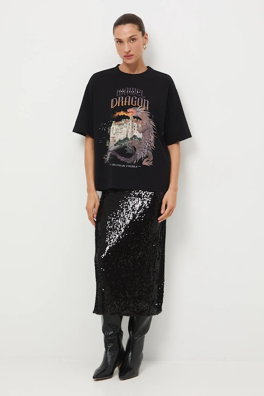 Bavlnené tričko dámske Kráľovská kolekcia RW25-TSD855 čierna