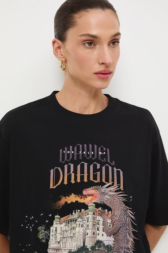 Bavlnené tričko dámske Kráľovská kolekcia čierna RW25-TSD855