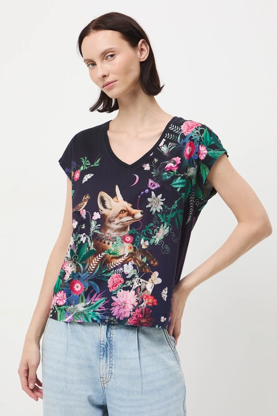 Medicine t-shirt bawełniany wzorzyste turkusowy RW25-TSD901