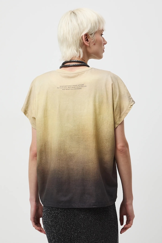 T-shirt bawełniany damski z kolekcji Zdzisław Beksiński x Medicine żółty RW25-TSDA51