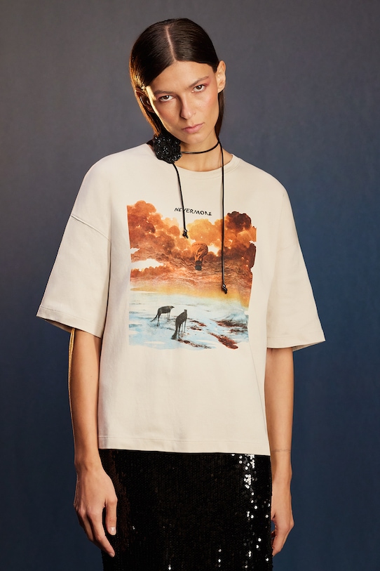 Medicine t-shirt bawełniany RW25-TSDA53 beżowy RW25