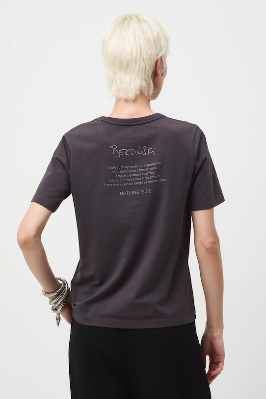T-shirt bawełniany damski z elastanem z kolekcji Zdzisław Beksiński x Medicine szary RW25-TSDA58