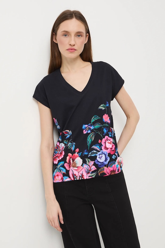 Medicine t-shirt bawełniany wzorzyste czarny RW25-TSDB00