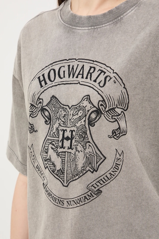 T-shirt bawełniany damski z kolekcji Harry Potter RW25-TSDB50 szary