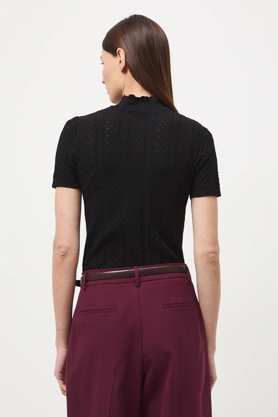 Odzież T-shirt damski ażurowy z wiskozą RW25-TSDC01 czarny