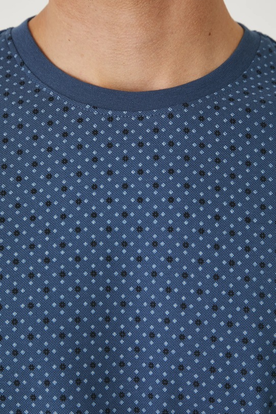 T-shirt bawełniany męski z dzianiny strukturalnej z elastanem RW25-TSM013 niebieski