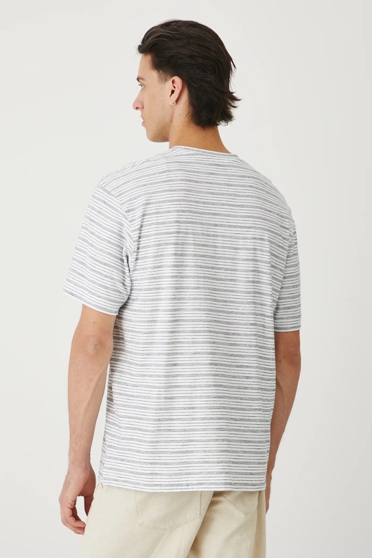Odzież T-shirt bawełniany męski w pasy RW25.TSM014 beżowy