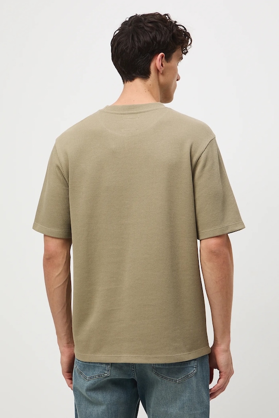 Odzież T-shirt męski z fakturą RW25-TSM040 zielony