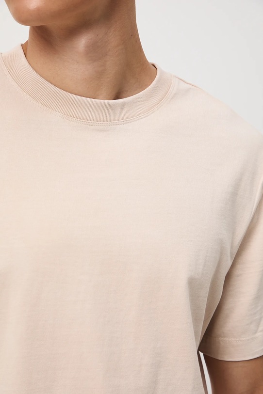 T-shirt bawełniany męski z efektem sprania RW25-TSM041 beżowy