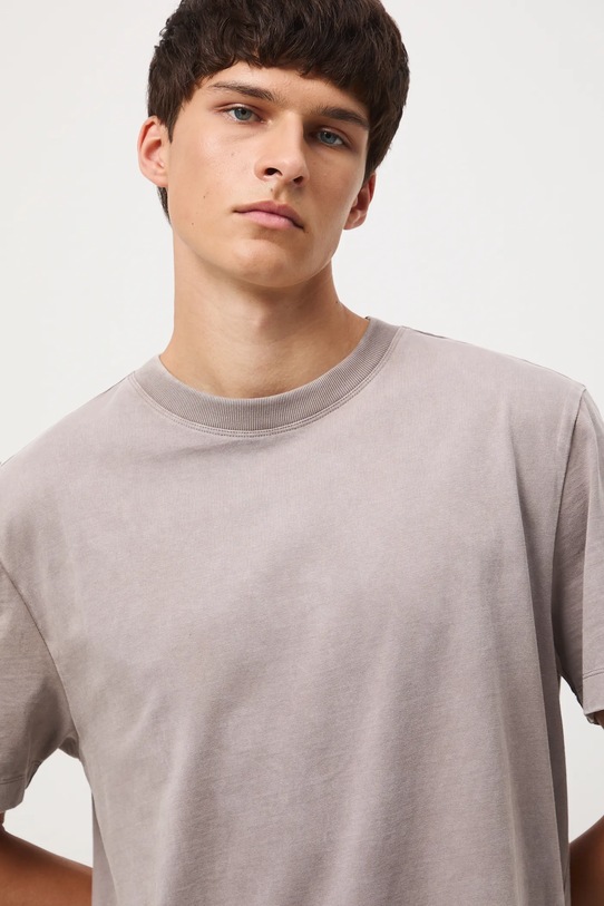 T-shirt bawełniany męski z efektem sprania szary RW25-TSM041