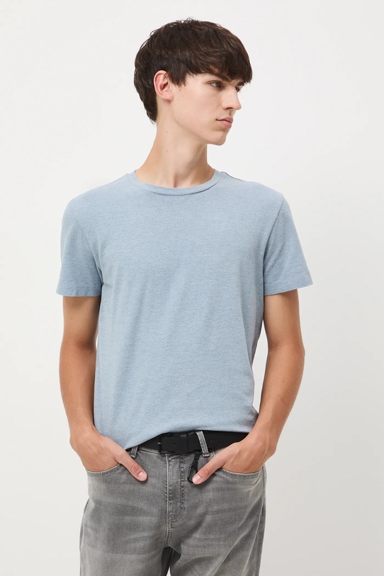 T-shirt męski z fakturą niebieski RW25-TSM052