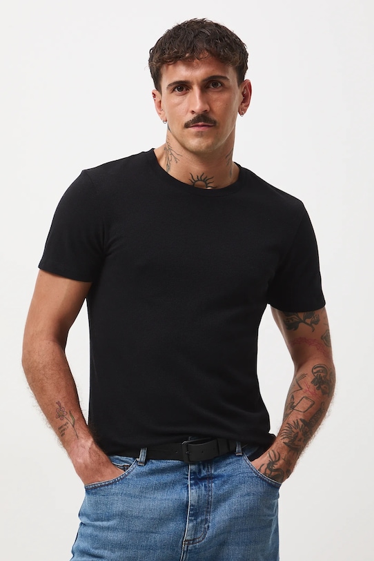 T-shirt męski z fakturą RW25-TSM052 czarny RW25