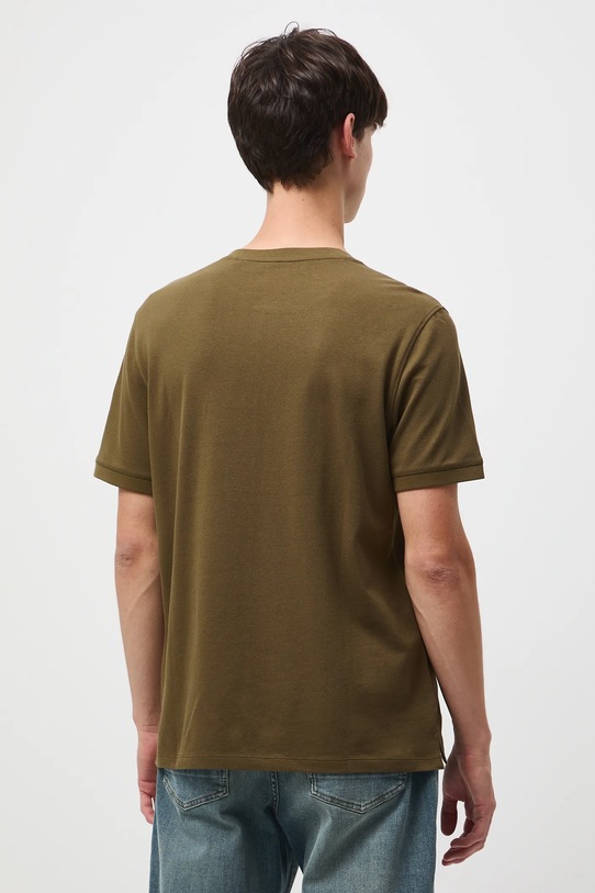 Odzież T-shirt bawełniany męski z elastanem z dzianiny strukturalnej RW25-TSM056 zielony