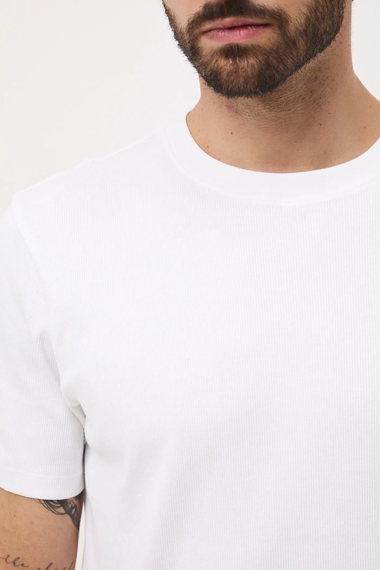 T-shirt bawełniany męski z fakturą RW25-TSM072 beżowy