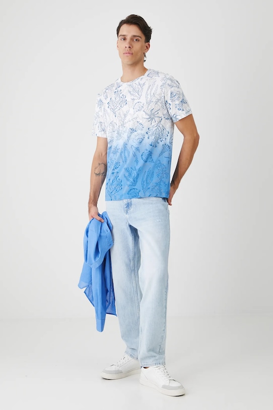 Medicine tricou din bumbac cu modele albastru RW25.TSM102