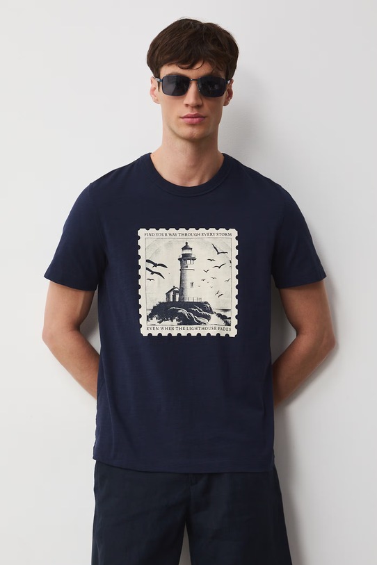 Îmbrăcăminte Medicine tricou din bumbac RW25.TSM104 bleumarin