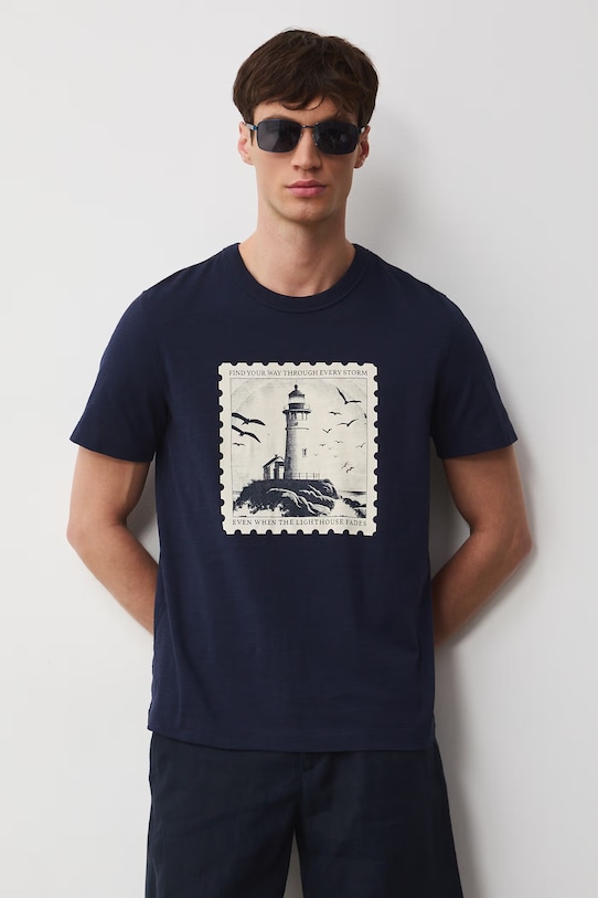 Îmbrăcăminte Medicine tricou din bumbac RW25.TSM104 bleumarin