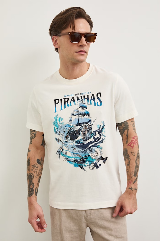 Одежда Хлопковая футболка Medicine RW25.TSM111 бежевый