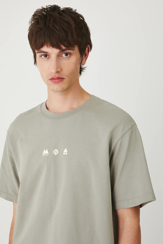 T-shirt bawełniany męski z nadrukiem i aplikacją RW25.TSM204 zielony
