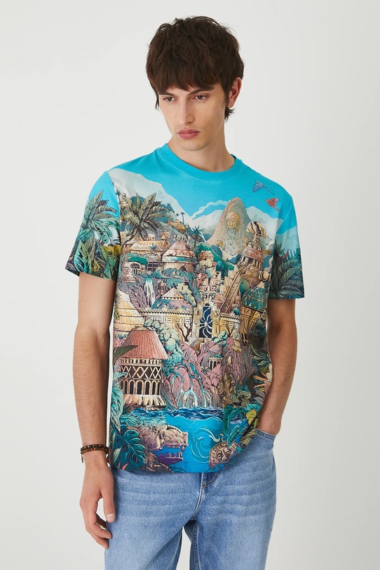T-shirt bawełniany męski z elastanem z kolekcji Lands of Legends – El Dorado RW25-TSM250 multicolor RW25