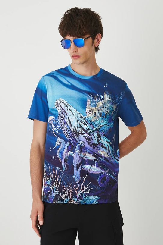 T-shirt bawełniany męski z kolekcji Lands of Legends – Atlantyda RW25-TSM251 granatowy RW25