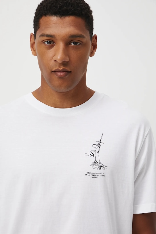 T-shirt bawełniany męski z kolekcji Lands of Legends – Avalon RW25-TSM253 biały