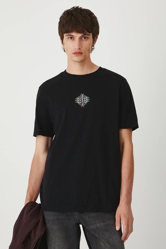 T-shirt bawełniany męski z kolekcji Lands of Legends – Shangri-La czarny RW25-TSM256