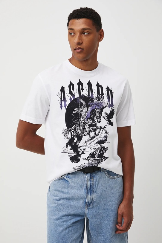 T-shirt bawełniany męski z kolekcji Lands of Legends – Asgard RW25-TSM258 biały