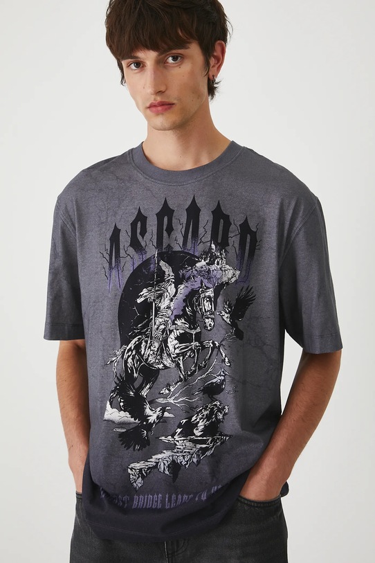 T-shirt bawełniany męski z kolekcji Lands of Legends – Asgard szary RW25-TSM258