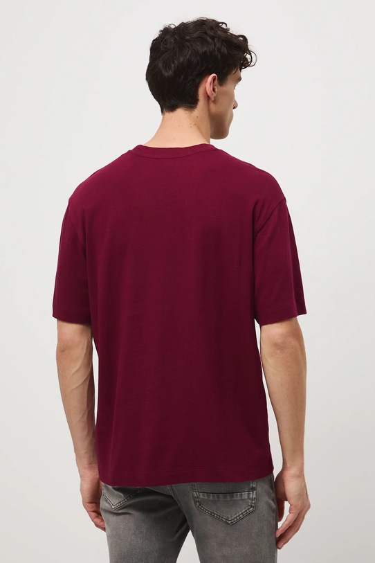 Odzież T-shirt bawełniany męski interlock z nadrukiem RW25-TSM302 bordowy