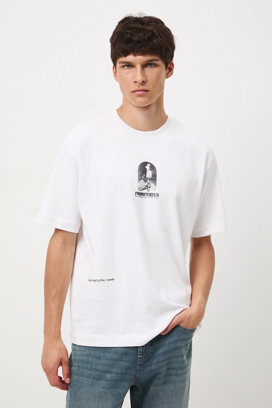 T-shirt bawełniany męski z nadrukiem RW25-TSM304 biały RW25