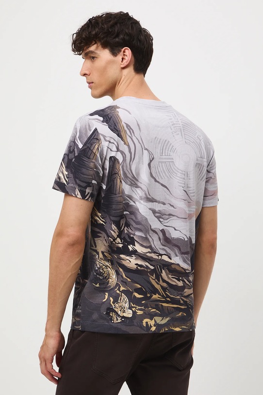 Odzież T-shirt bawełniany męski z elastanem wzorzysty RW25-TSM306 szary