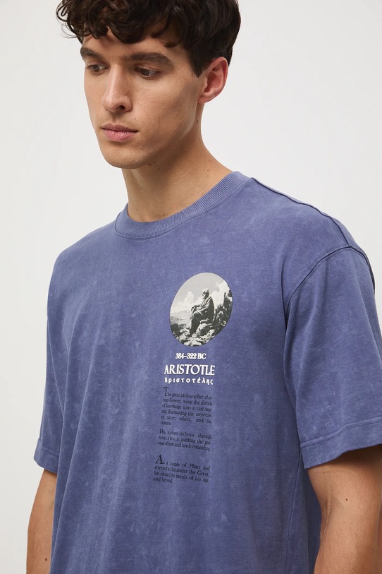 T-shirt bawełniany męski z elastanem z nadrukiem okrągły bordowy RW25-TSM310