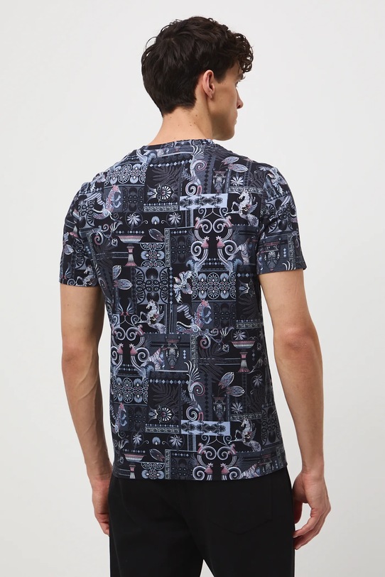 Odzież T-shirt bawełniany męski wzorzysty RW25-TSM312 granatowy