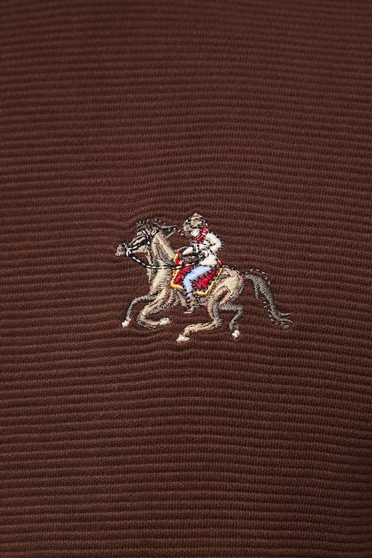 T-shirt bawełniany męski z ozdobnym haftem RW25-TSM407 brązowy