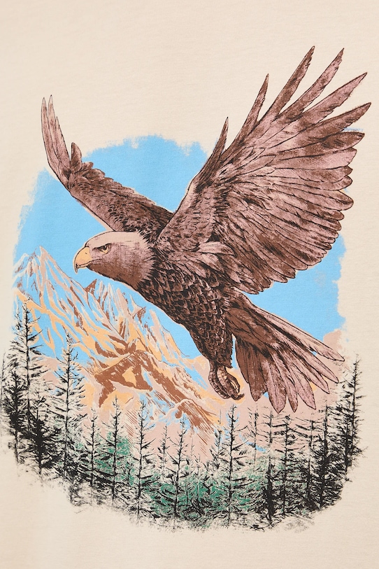 T-shirt bawełniany męski z nadrukiem RW25-TSM411 beżowy