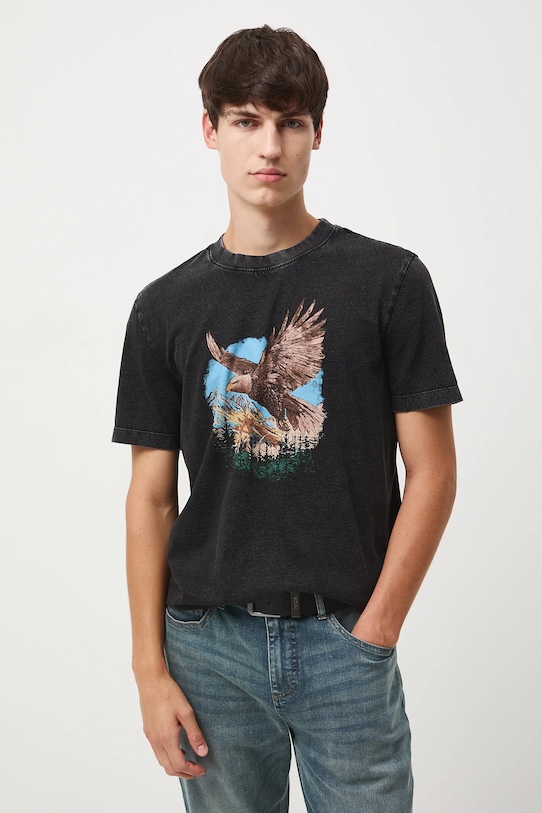 Medicine t-shirt bawełniany nadruk czarny RW25-TSM411