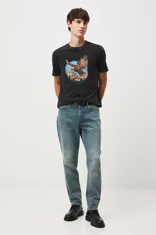 T-shirt bawełniany męski z nadrukiem RW25-TSM411 czarny RW25