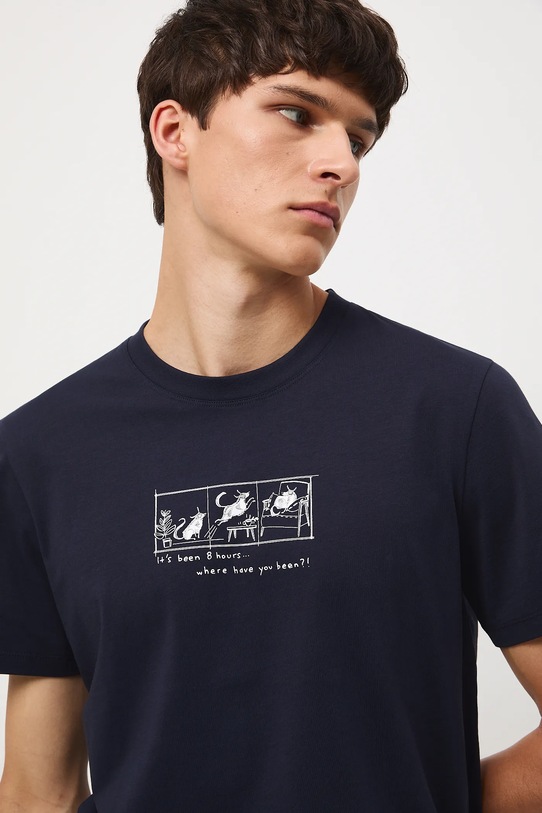 T-shirt bawełniany męski z okazji Dnia Psa – Zofia Różycka x Medicine RW25-TSM450 granatowy