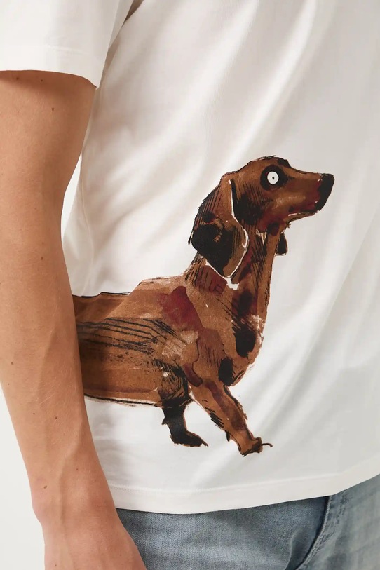T-shirt bawełniany męski z okazji Dnia Psa – Zofia Różycka x Medicine beżowy RW25-TSM451