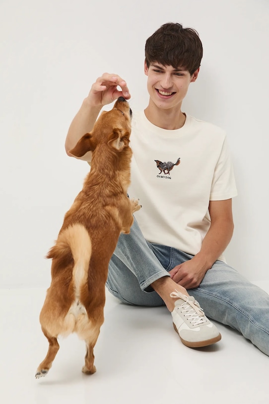 Medicine t-shirt bawełniany regular beżowy RW25-TSM452