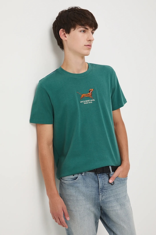 T-shirt bawełniany męski z okazji Dnia Psa – Zofia Różycka x Medicine turkusowy RW25-TSM452